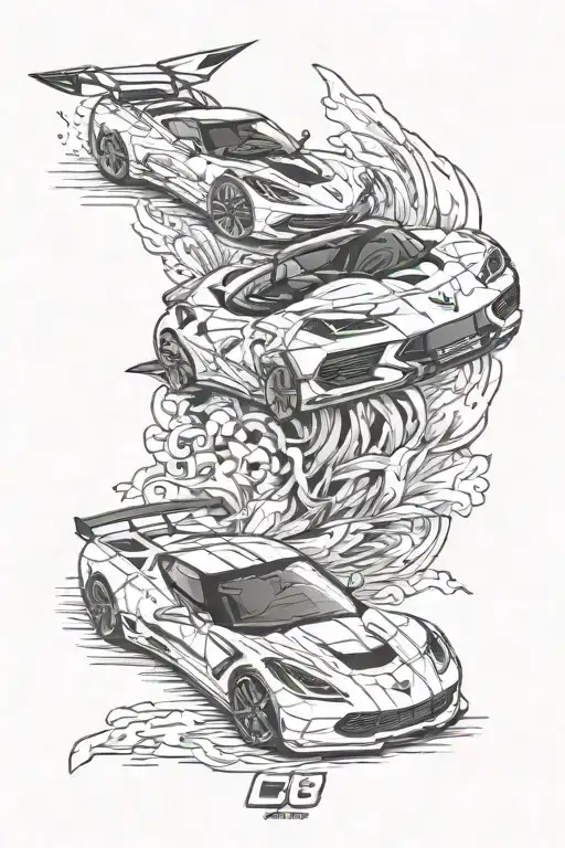 Corvette C8 tattoo design idea
