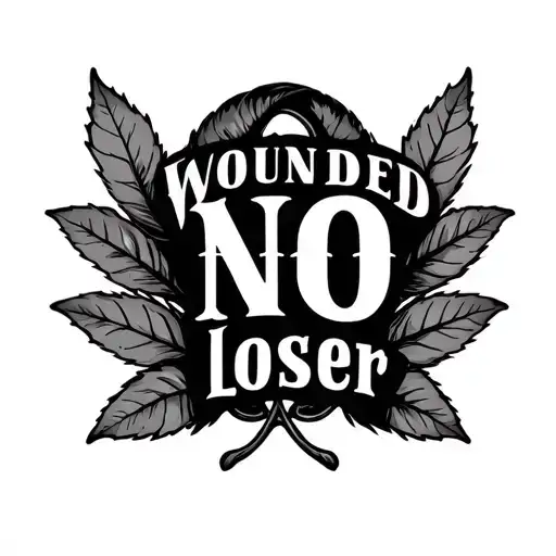 Wounded NO loser Laurel leaves lettering tattoo tattoo design idea