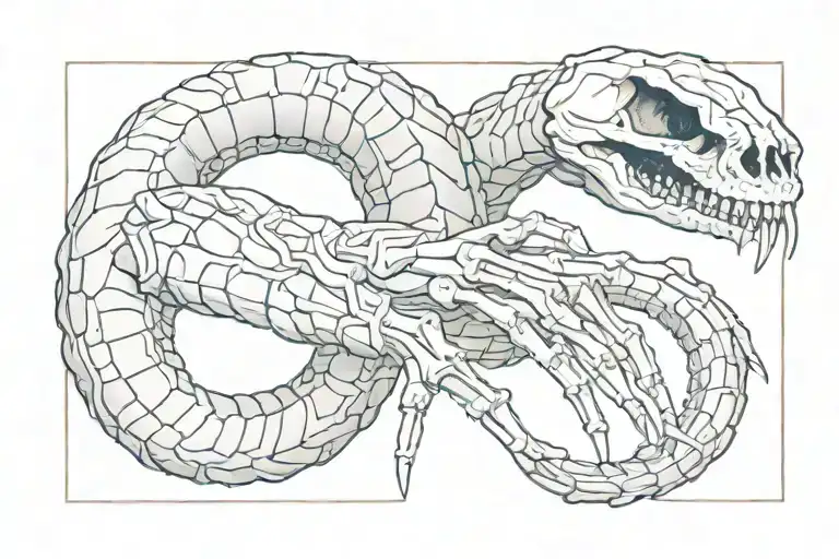 snake wrapped around a skeleton hand holding tattoo design idea