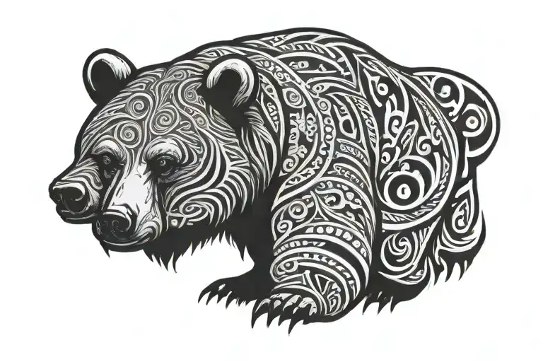 bear standing tribal design tattoo design idea