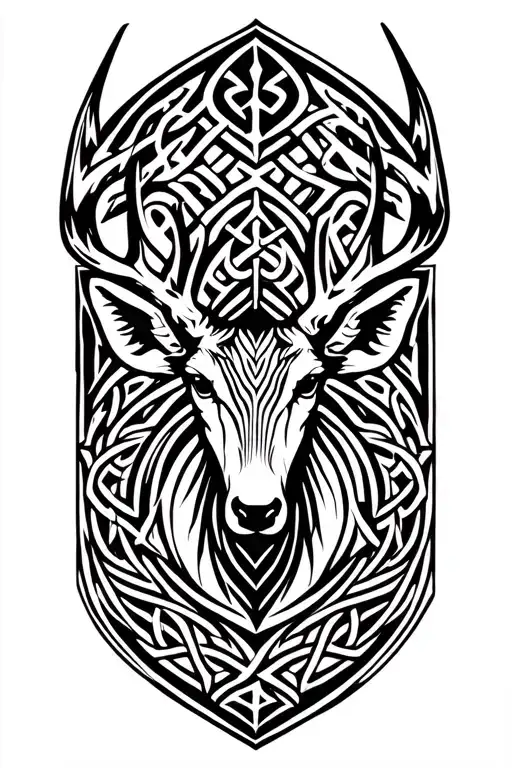 celctic warrior celtic deer head tattoo design idea