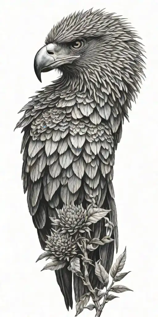 banksia plant with eagle tattoo design idea