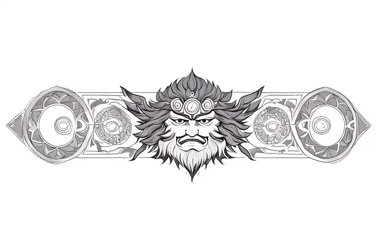 narasimha and vedic symbols incorporated into the design tattoo design idea