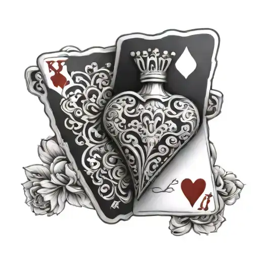 interesting 3d card for king of hearts realistic, majestic and fun tattoo design idea