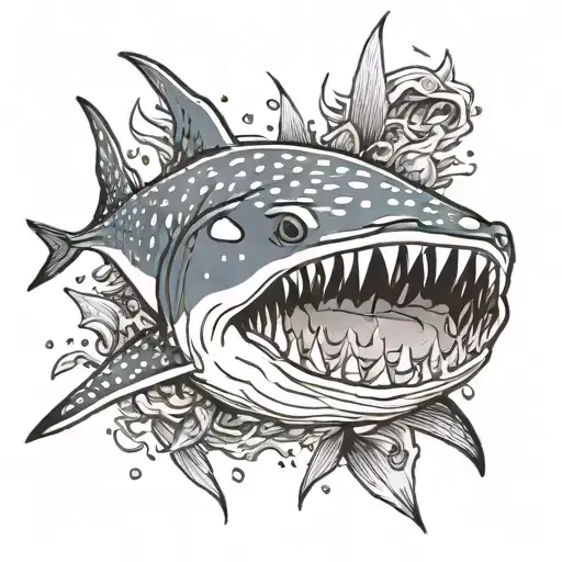 whale shark with mouth closed tattoo design idea