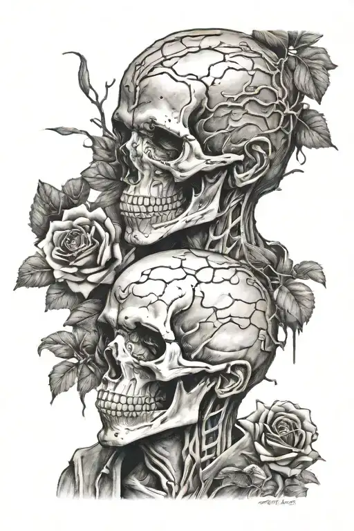 dead half alive tattoo design idea