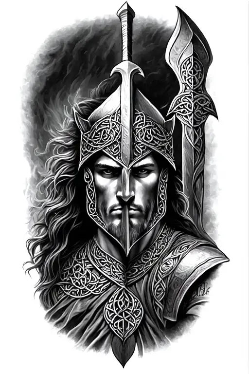 Celtic knight tattoo design idea