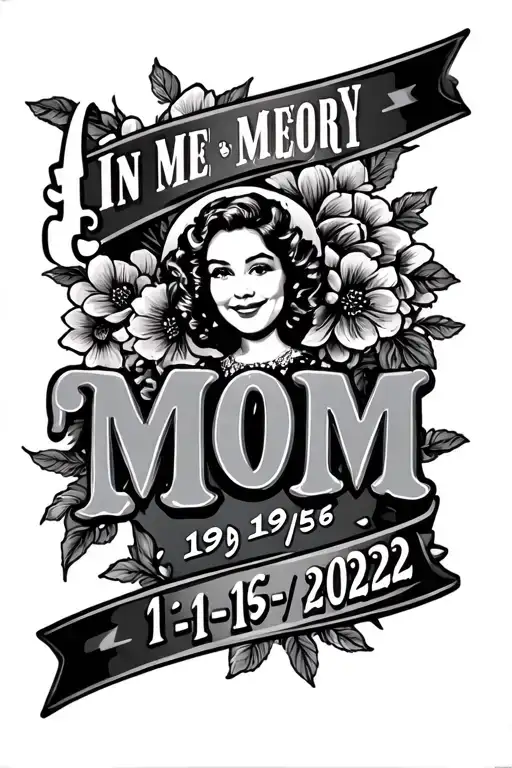 "1-19-1956 /12-16-2022" In Memory Of Mom tattoo design idea