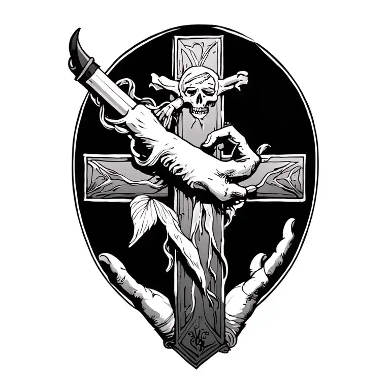 keep fucking going on a cross tattoo design idea