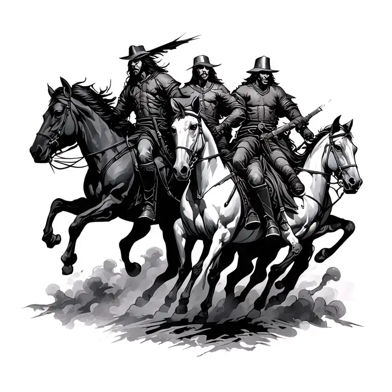 four horseman of the apocalypse riders tattoo design idea