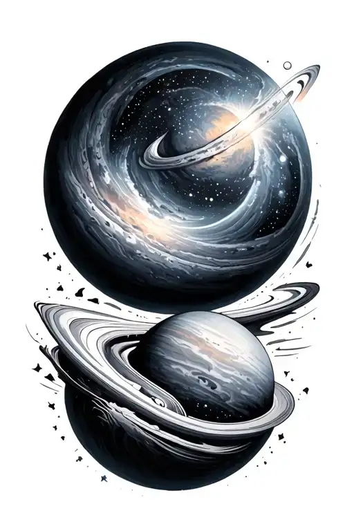 planet and galaxy tattoo design idea