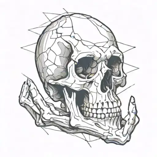 skull rock hand sign tattoo design idea