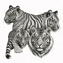 tiger and 3 cubs tattoo design idea