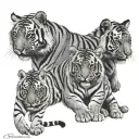 tiger and 3 cubs tattoo design idea