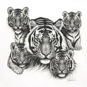 tiger and 3 cubs tattoo design idea