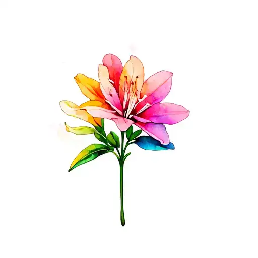 rainbow oleander flower tattoo design idea
