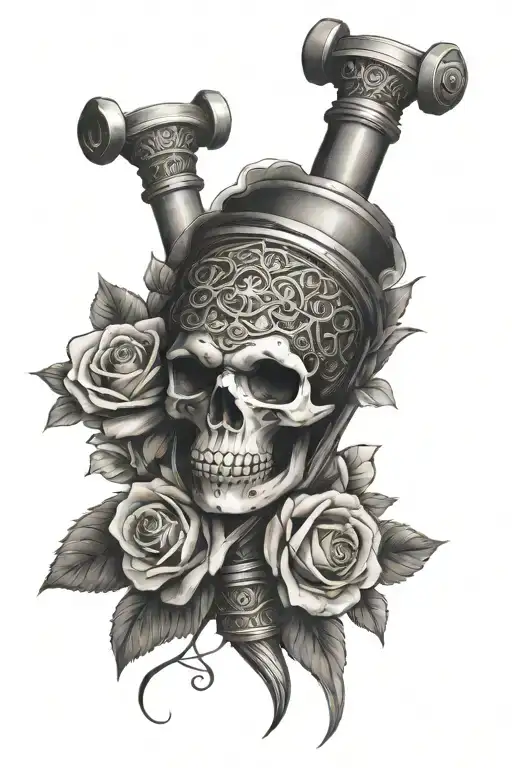 chainmail sleeve with memento mori hourglass filled tattoo design idea