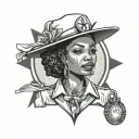 black nurse in nurses outfit traditional American tattoo design idea