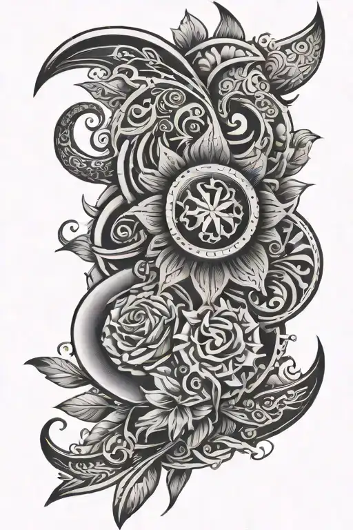 American trad patch work sleeve tattoo design idea