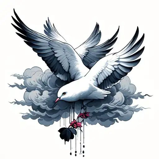 3 doves with clouds  tattoo design idea