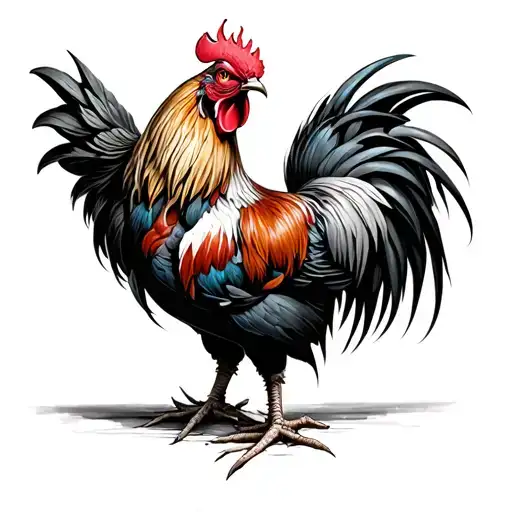rooster fighting death  tattoo design idea