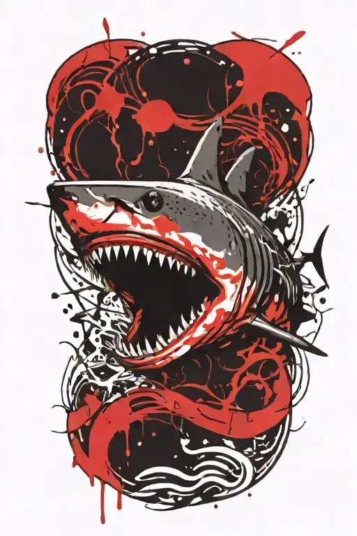 shark with mouth wide open tattoo design idea