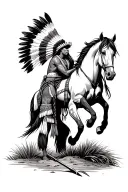 Seminole Indian Planting A Spear Horse Back while reared back tattoo design idea