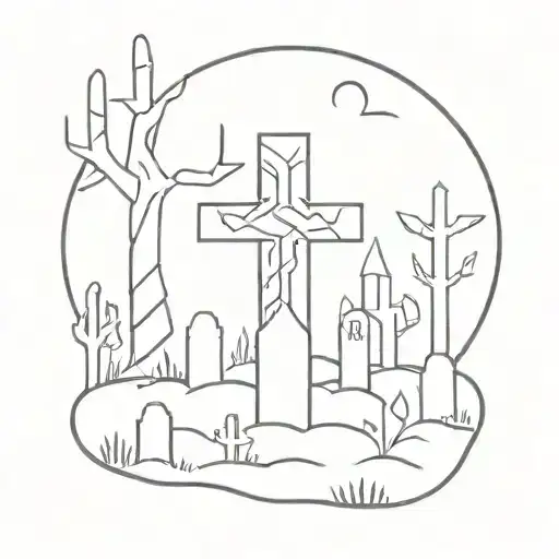 graveyard tattoo design idea
