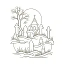 graveyard tattoo design idea