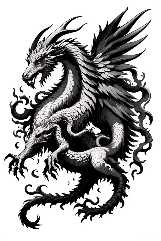 aries, medusa, fire sign, dragon, phoenix rising from the ashes tattoo design idea