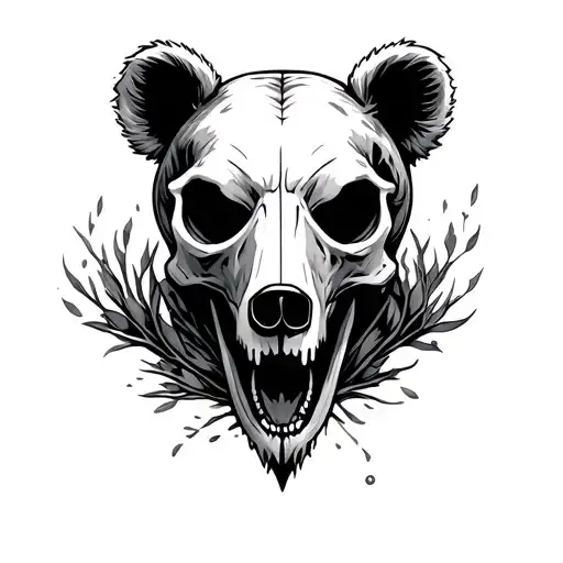 bear skull on elbow tattoo design idea