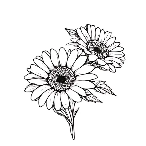 GERBERA, MALVA AND KISSE FLOWERS tattoo design idea