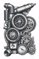 spark plug and speedometer needle pointing tattoo design idea