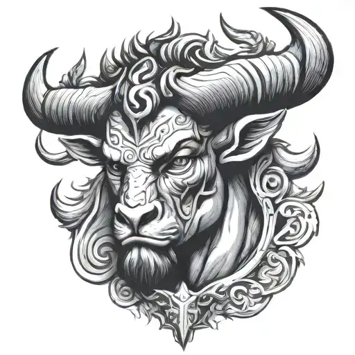 Taurus man face tattoo design idea