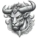 Taurus man face tattoo design idea