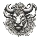 Taurus man face tattoo design idea