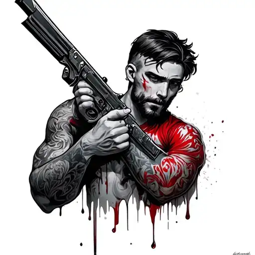 brother in arms and blood tattoo design idea