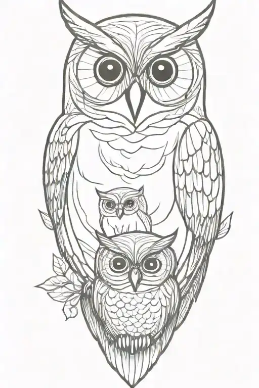 mother owl with baby tattoo design idea