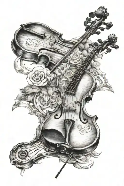 country fiddle tattoo design idea