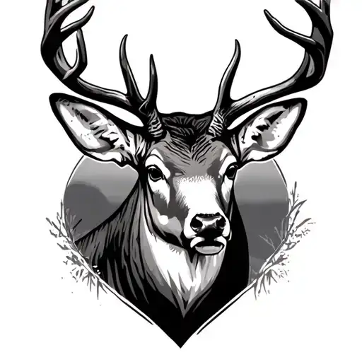 buck with hunters tattoo design idea