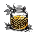 honey jar honey comb tattoo design idea
