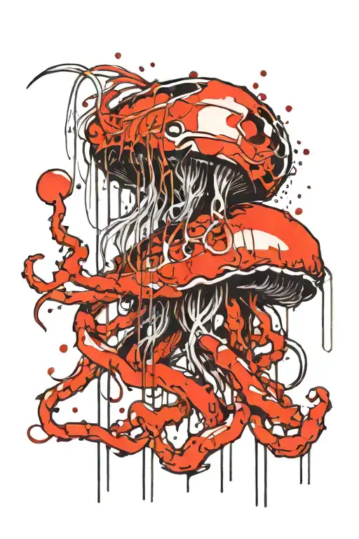 jellyfish fish crab tattoo design idea