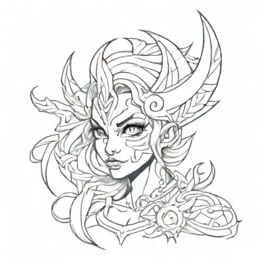 half jinx half powder face league of legends tattoo design idea