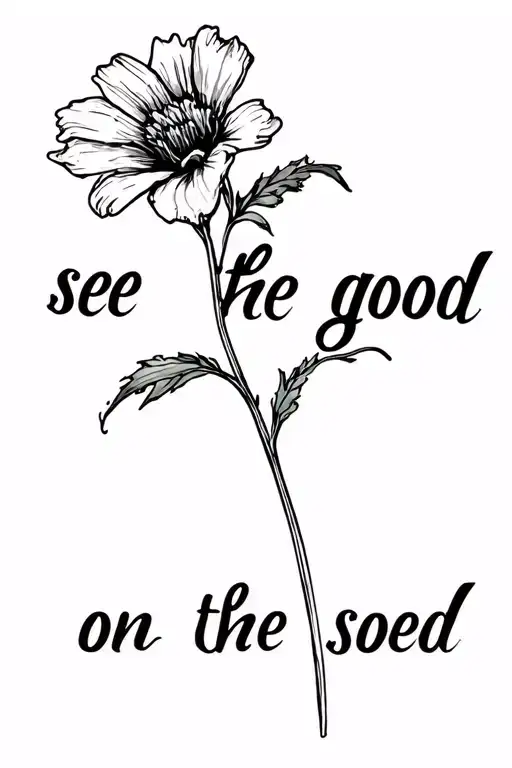 simple gladious flower tattoo with the words see the good on thee stem tattoo design idea