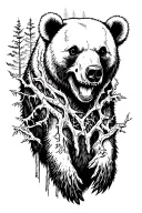 Bear Death Forest tattoo design idea