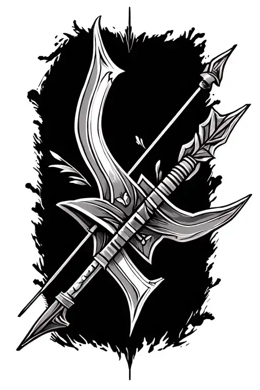 Bow arrow weapon tattoo design idea
