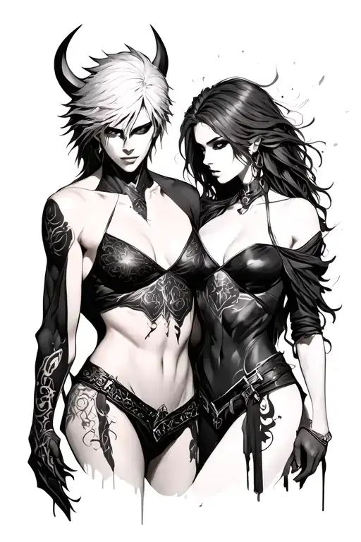 devil may cry dante & lady tattoo design idea