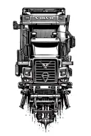 Combine elements of construction tools and the Volvo 950FL in a blackwork tattoo that symbolizes hard work and dedication tattoo design idea