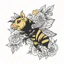 pig bumblebee tattoo design idea