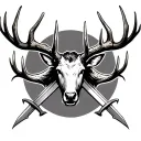 elk antlers with crossed swords tattoo design idea